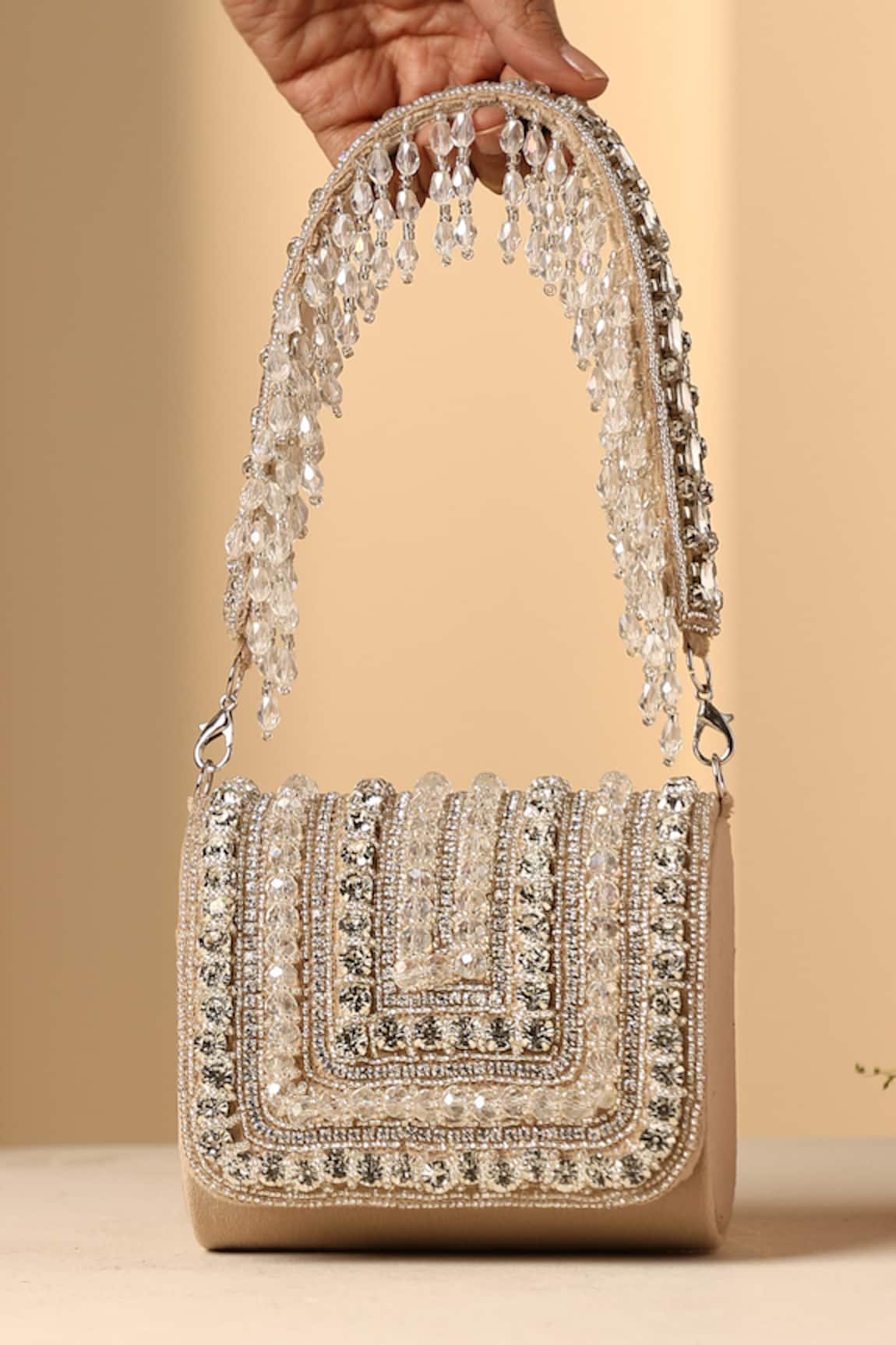 SWABHIMANN Crystal & Glass Bead Embellished Nano Bag