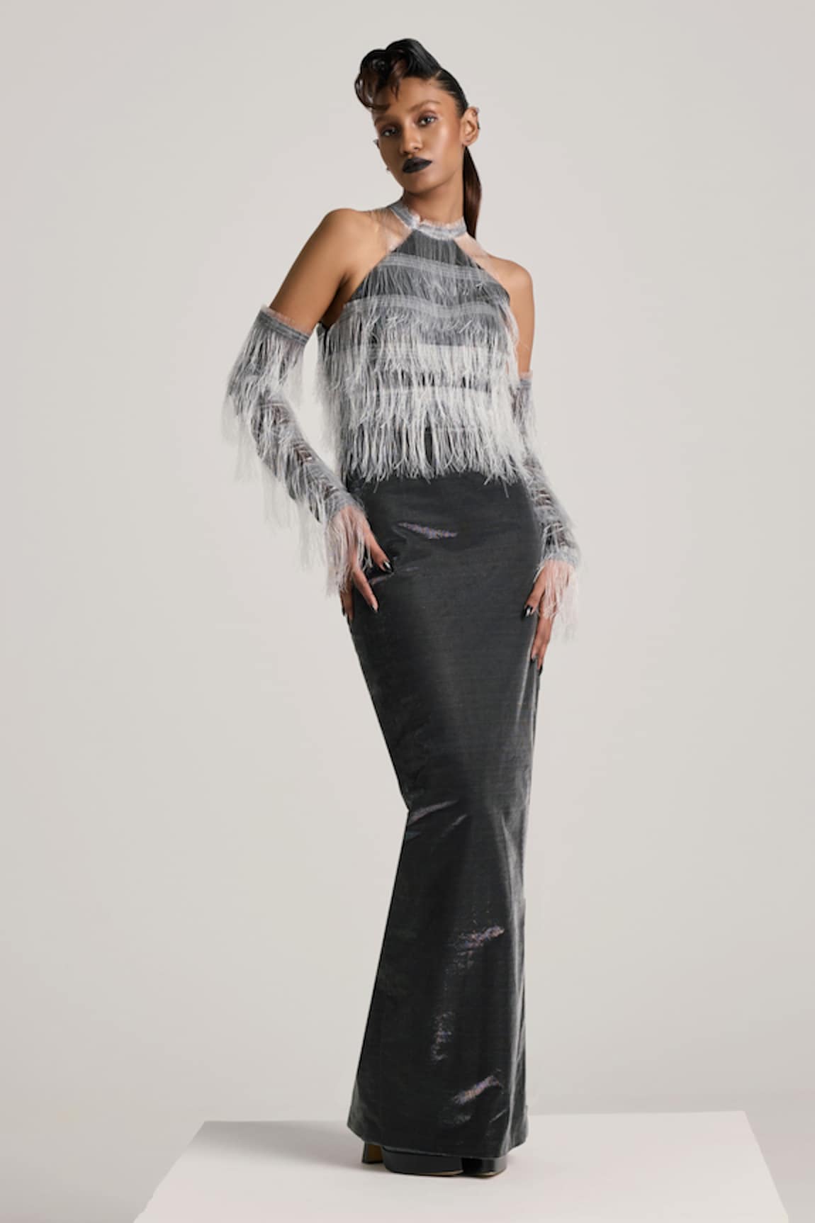 AKHL Fringed Bodice Maxi Dress