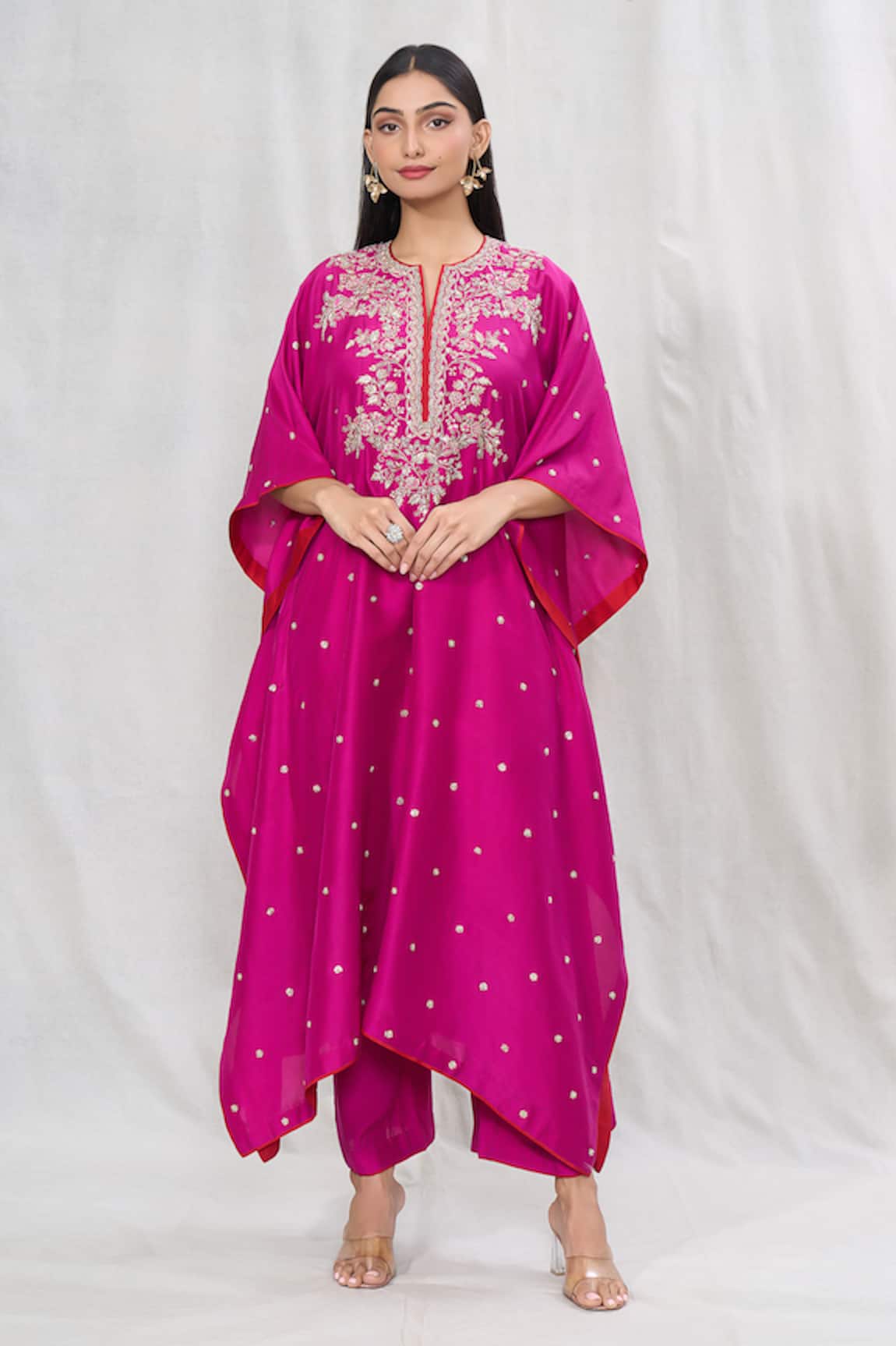 Anushree Reddy Floral Sequin Embroidered Kaftan With Pant