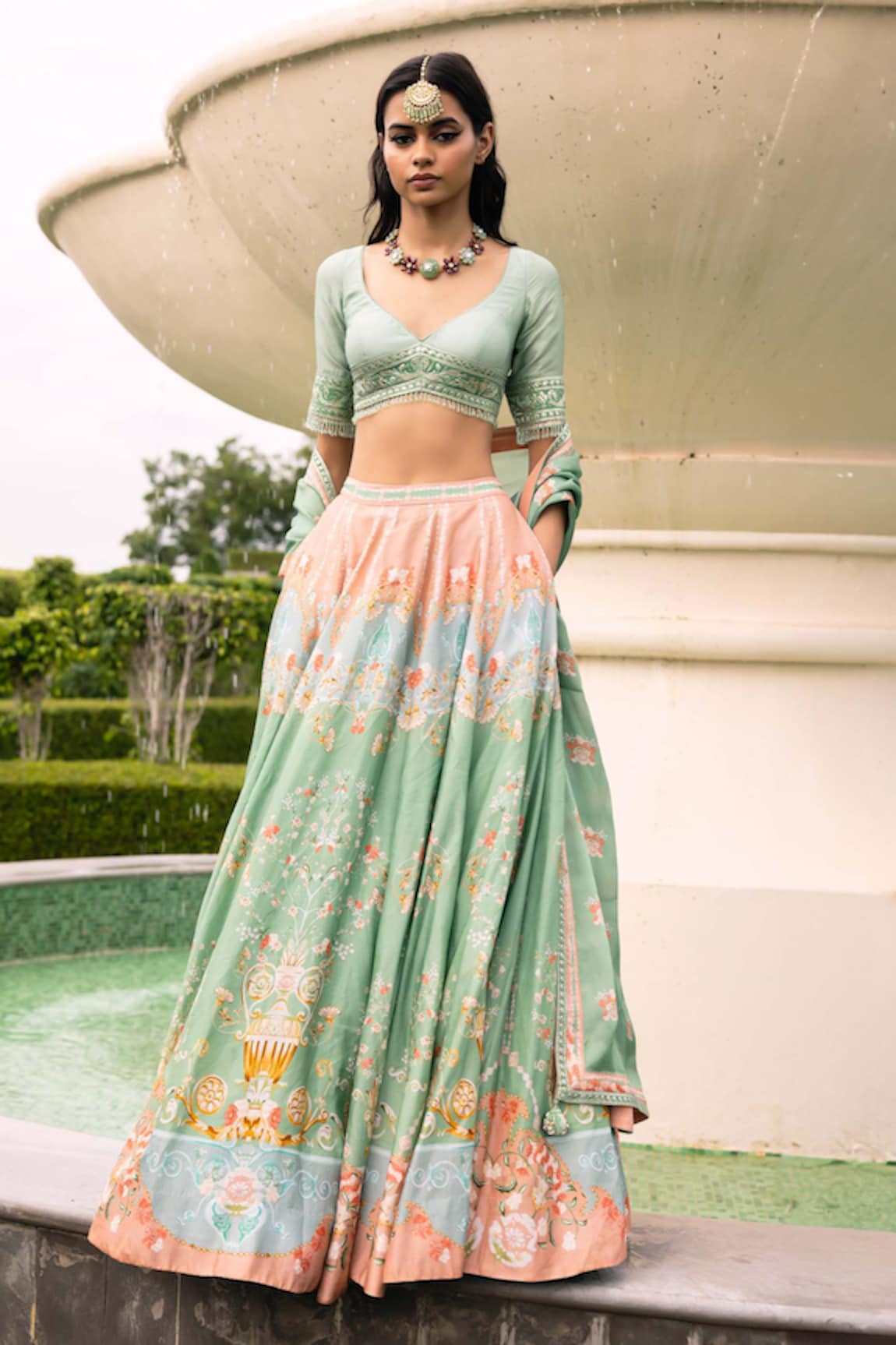 Falguni Shane Peacock Pixi Printed Lehenga Set