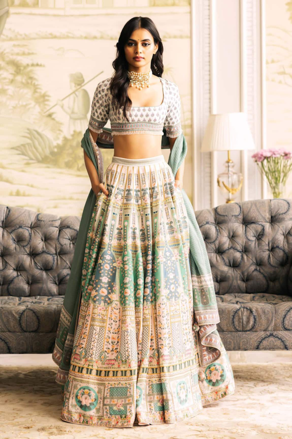 Falguni Shane Peacock Athena Printed Lehenga Set