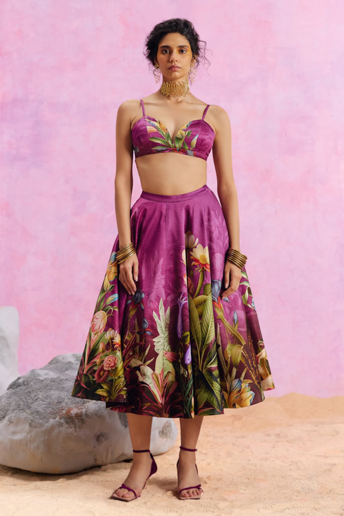 Kalista Amelia Floral Pattern Bustier & Skirt Set