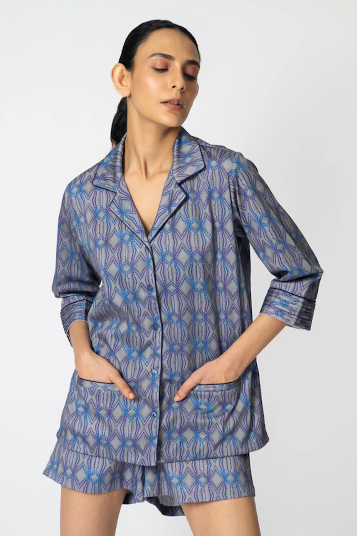 KLAD Rhombus Print Cotton Shirt