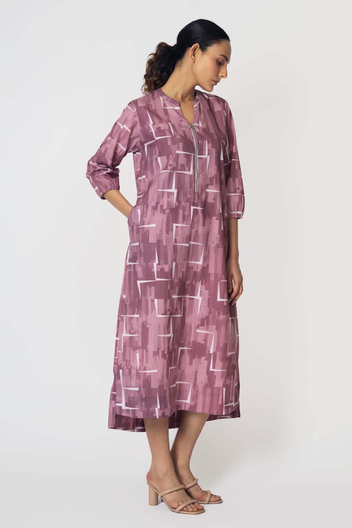 KLAD Geometric Print Midi Dress