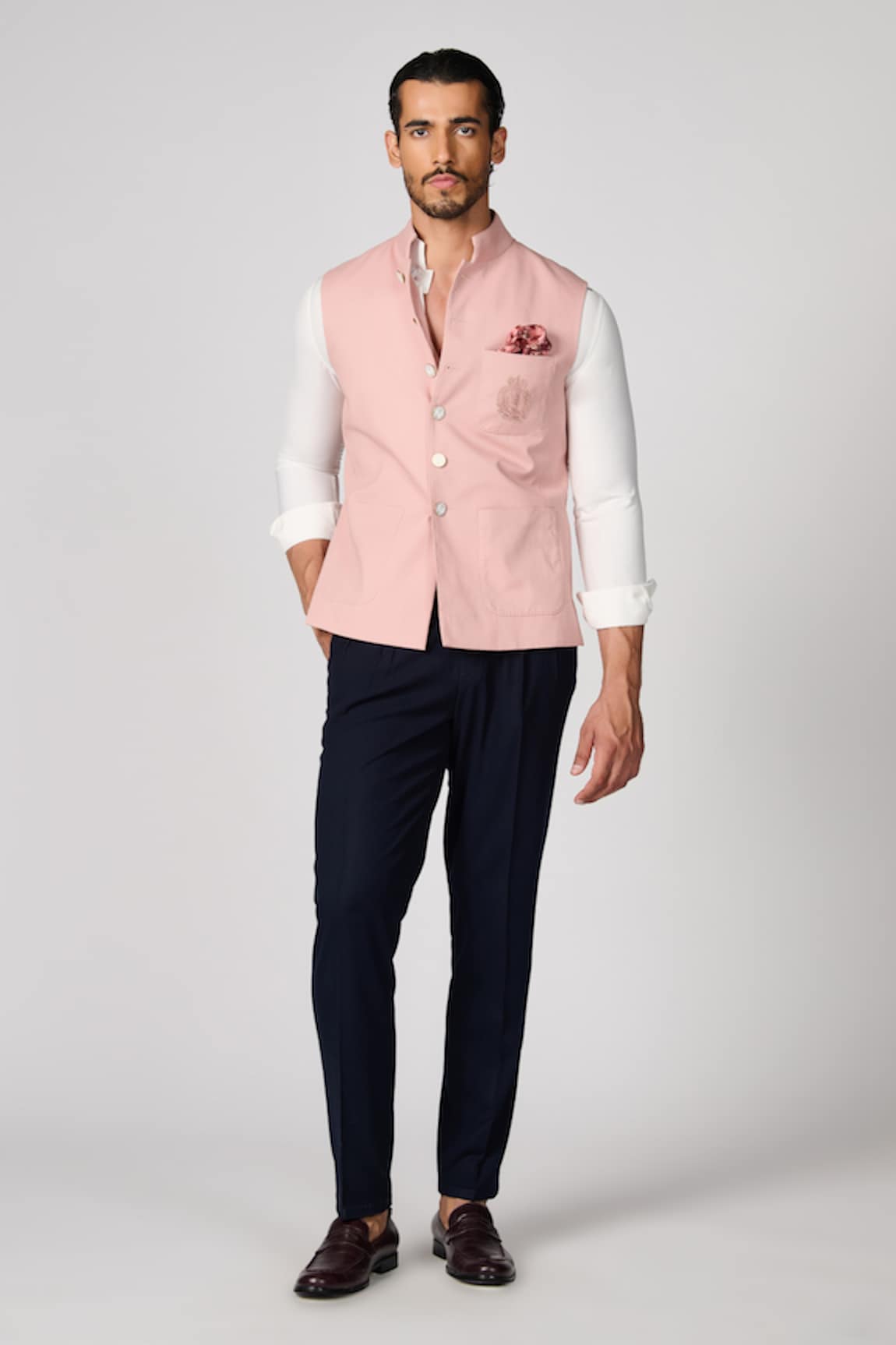 S&N by Shantnu Nikhil Pocket Embroidered Nehru Jacket