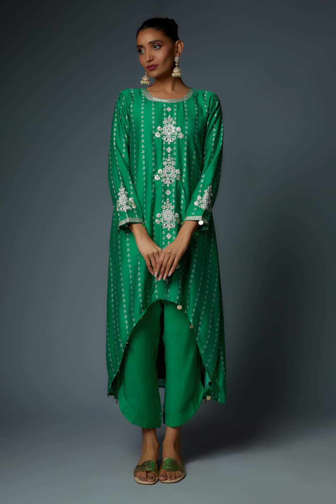 Bha sha Misty Resham Embroidered Tunic With Pant