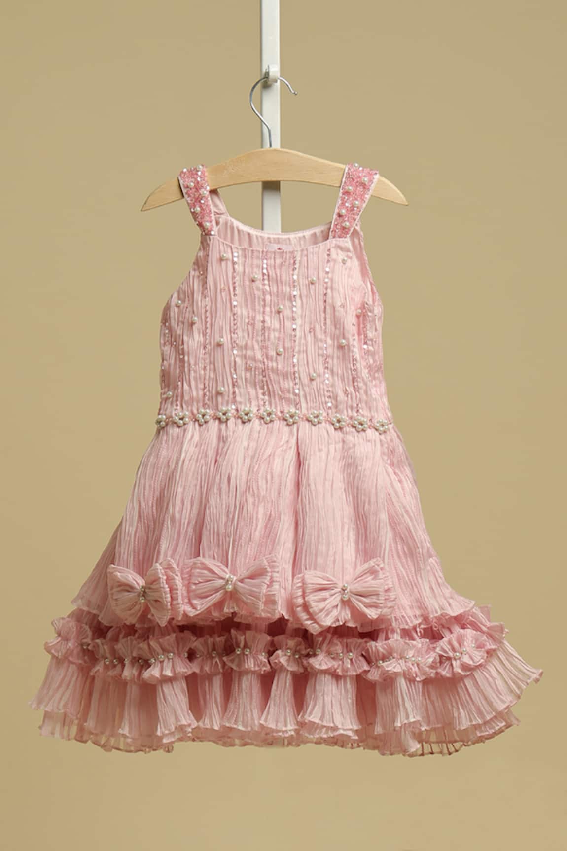 Rang by Lespetits Pleated Bow Ruffle Dress
