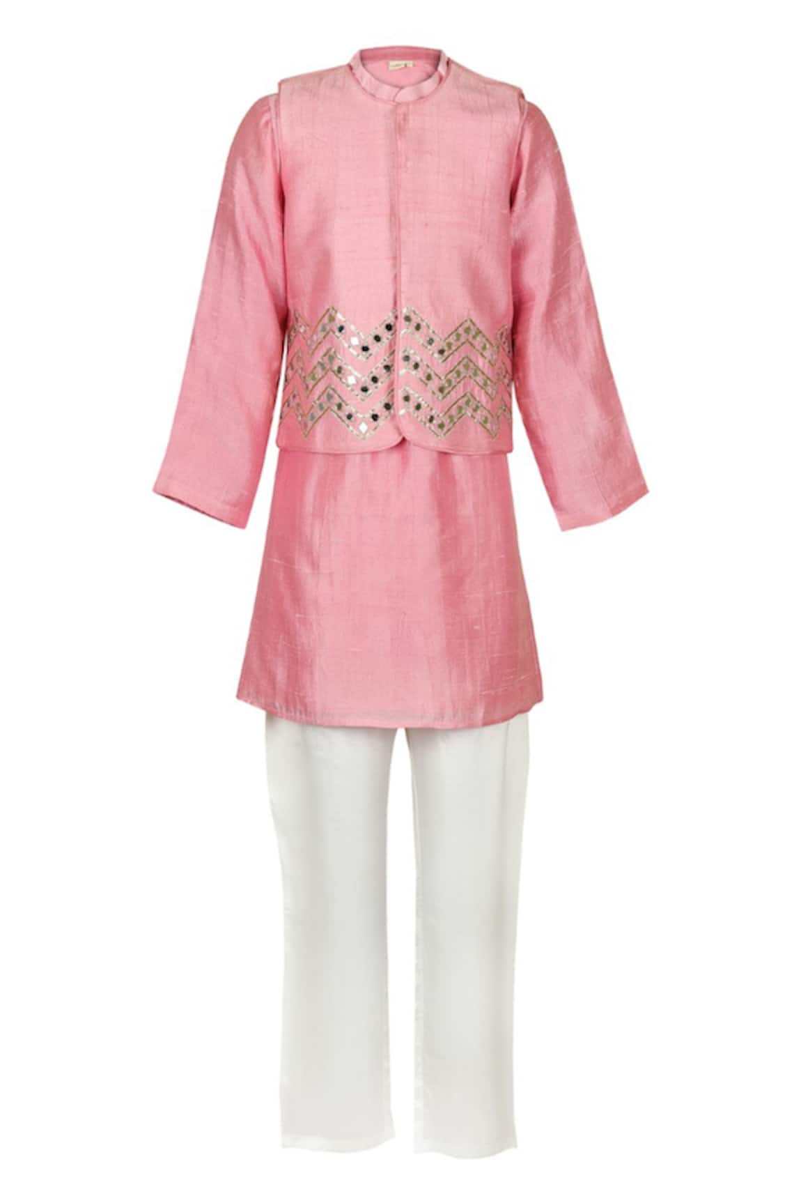 Rang by Lespetits Mirrorwork Embellished Bundi Kurta Set