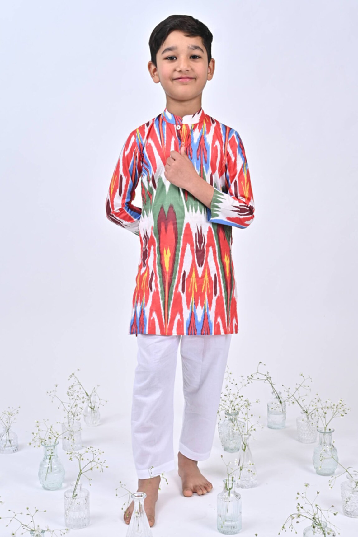 THE COTTON STAPLE Alpine Ikat Print Kurta With Pant