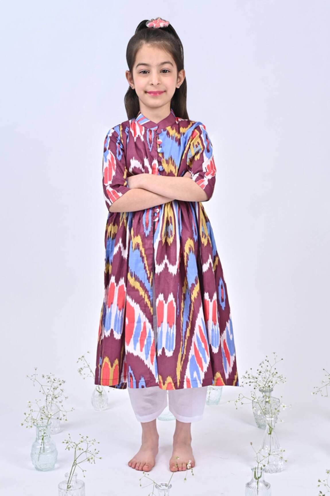 THE COTTON STAPLE Cherry Ikat Print Kurta With Pant