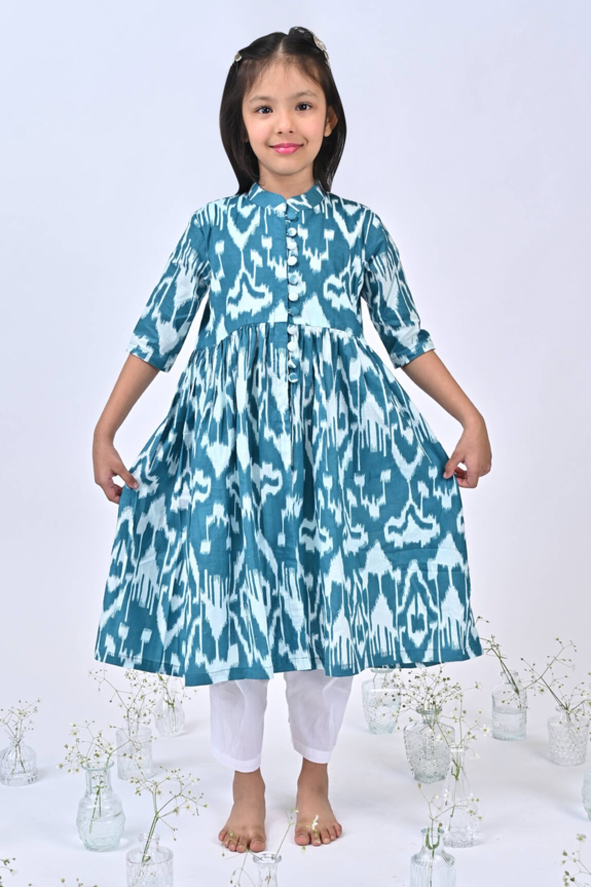 THE COTTON STAPLE Orient Ikat Print Kurta With Pant