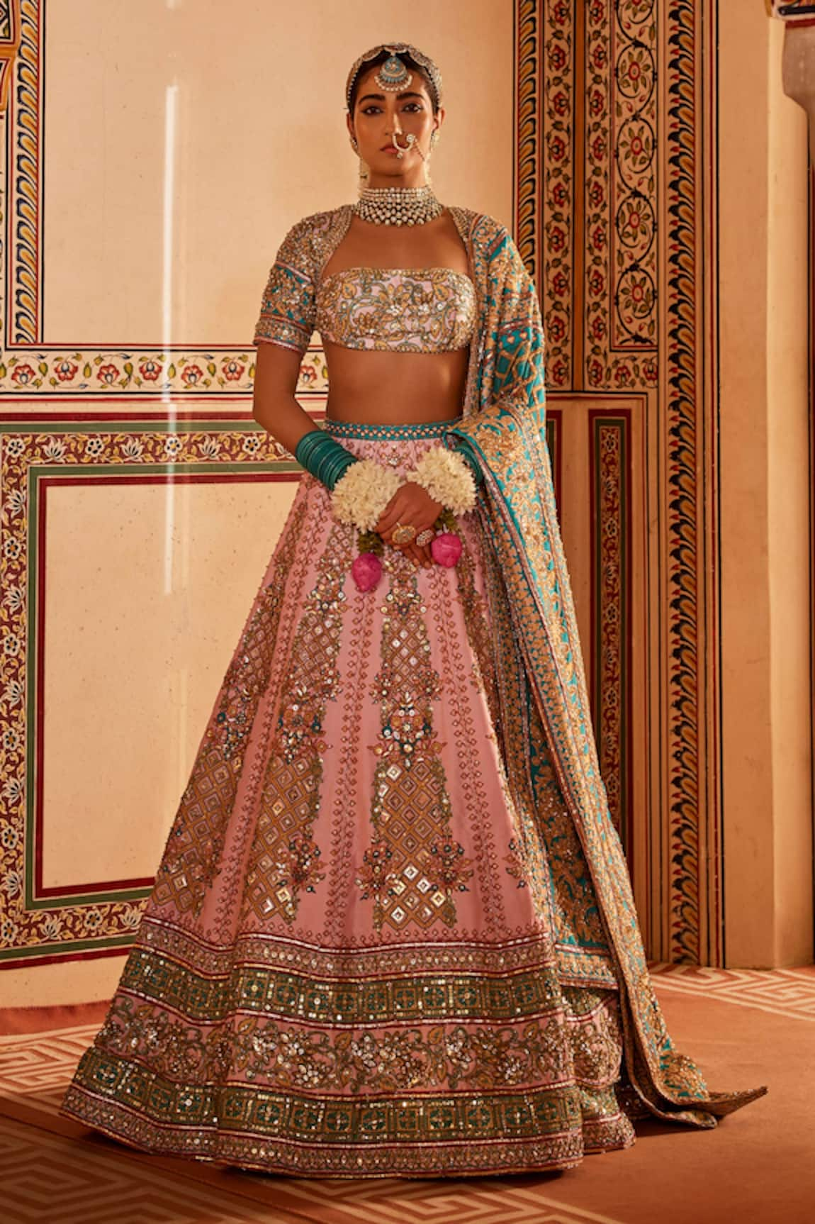 The Royaleum Faraar Silk Sequin Embellished Bridal Lehenga Set