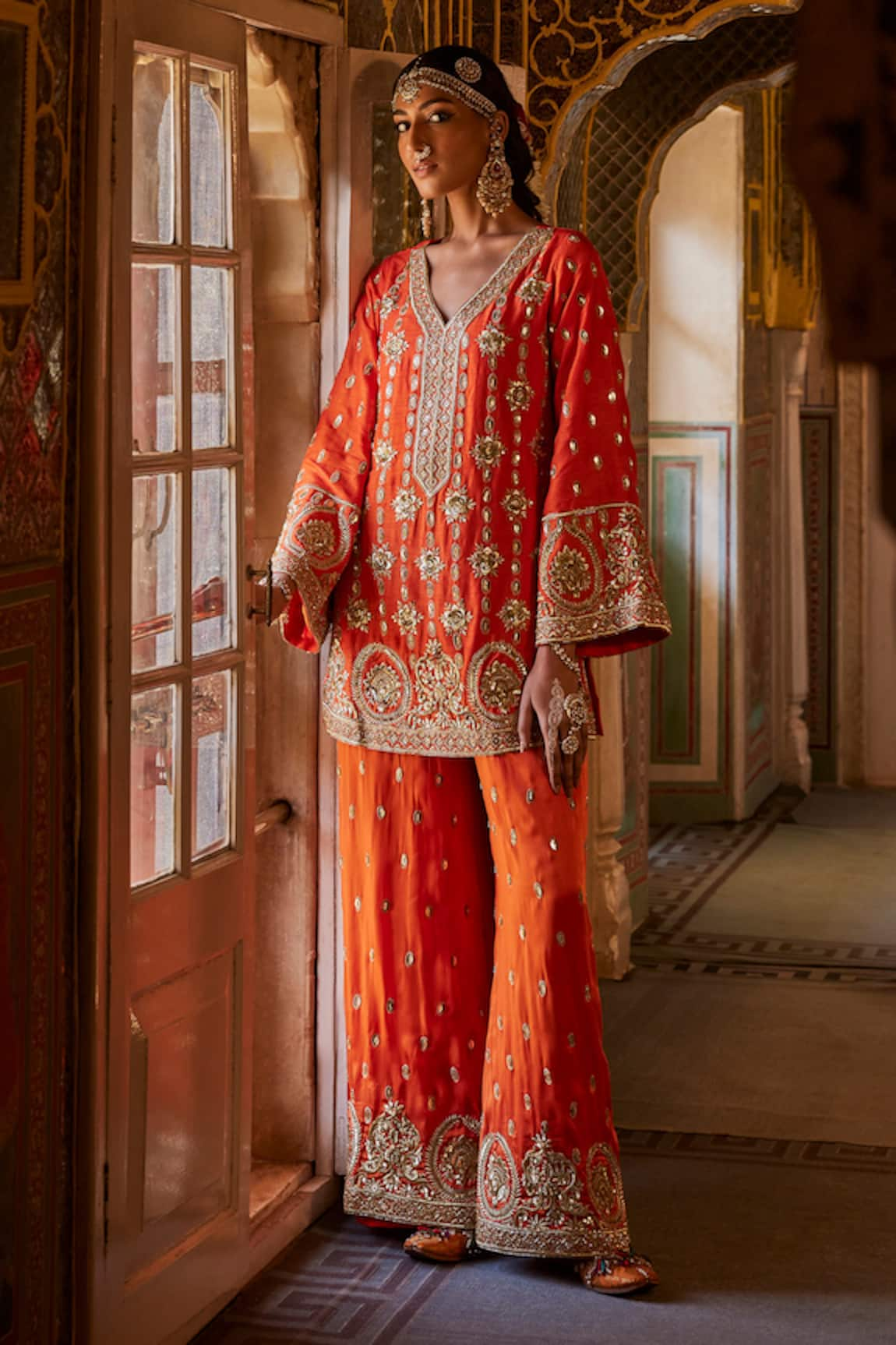 The Royaleum Razdan Zari Embroidered Kurta With Palazzo