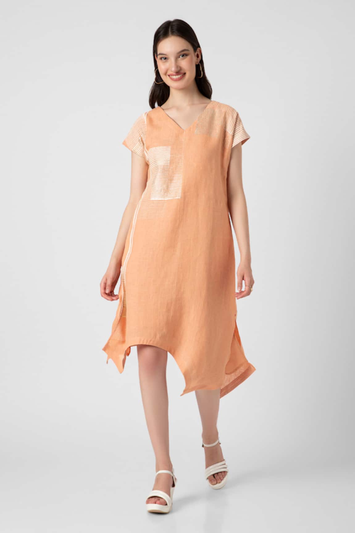 Kaveri Linen Brick Print Dress