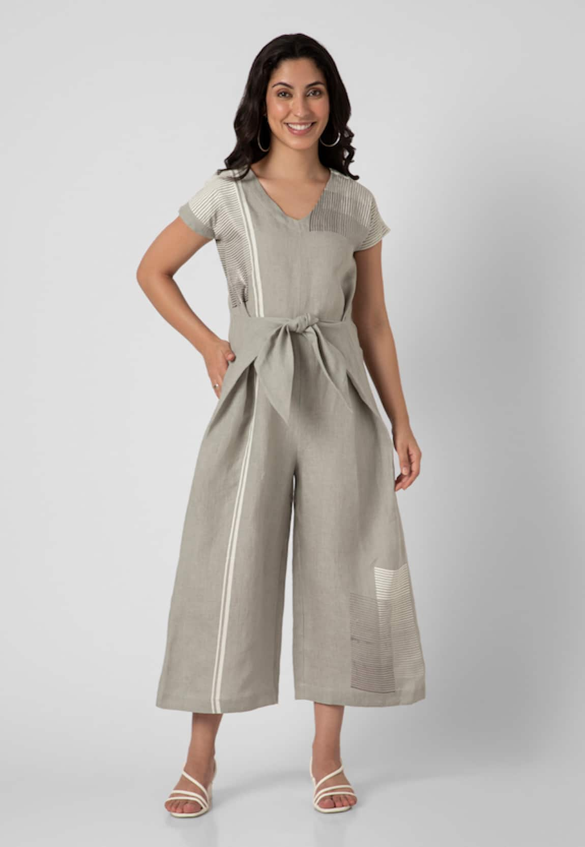 Kaveri Linen Brick Print Jumpsuit