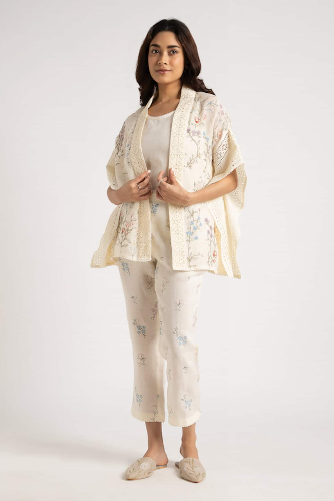 Kaveri Walk in the Clouds Floral Print Kaftan & Pant Set