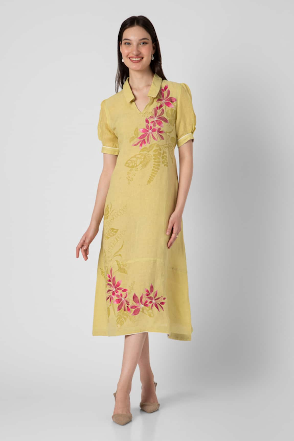 Kaveri Shaded Flower Screen Print Dress