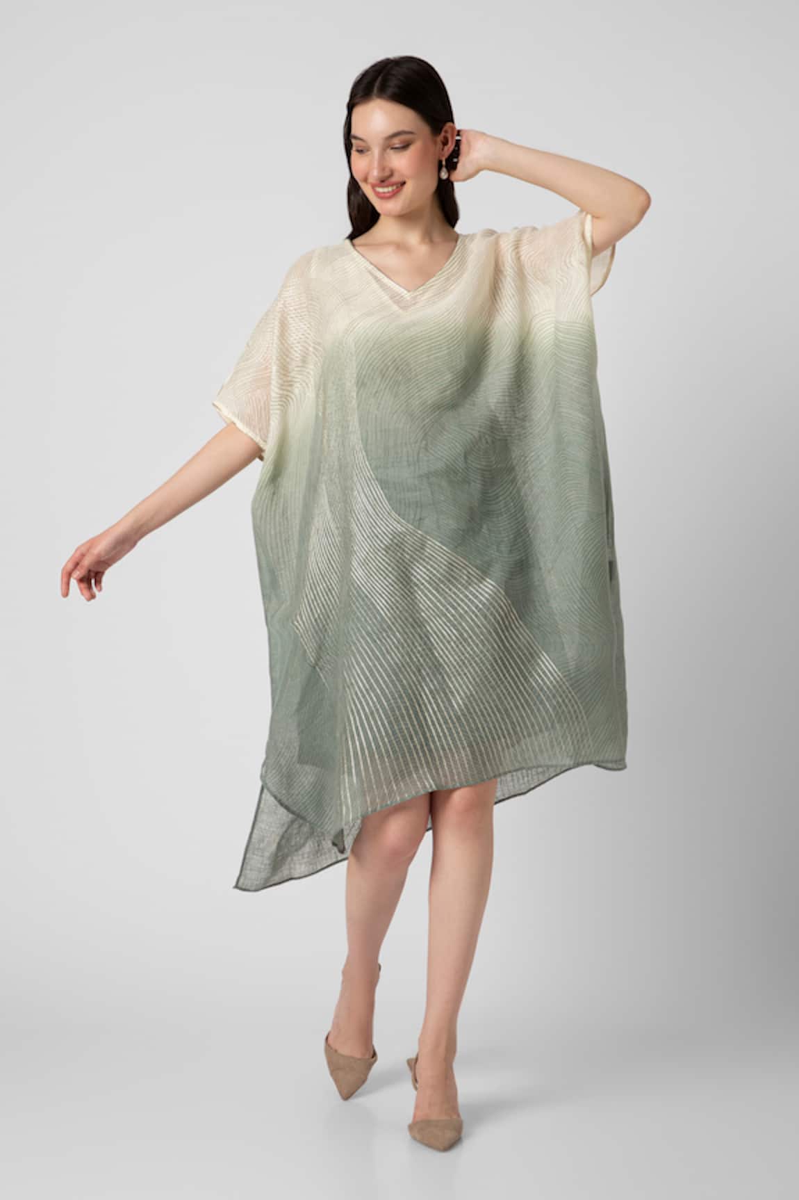 Kaveri Echo Swerve Foil Print Square Dress With Inner