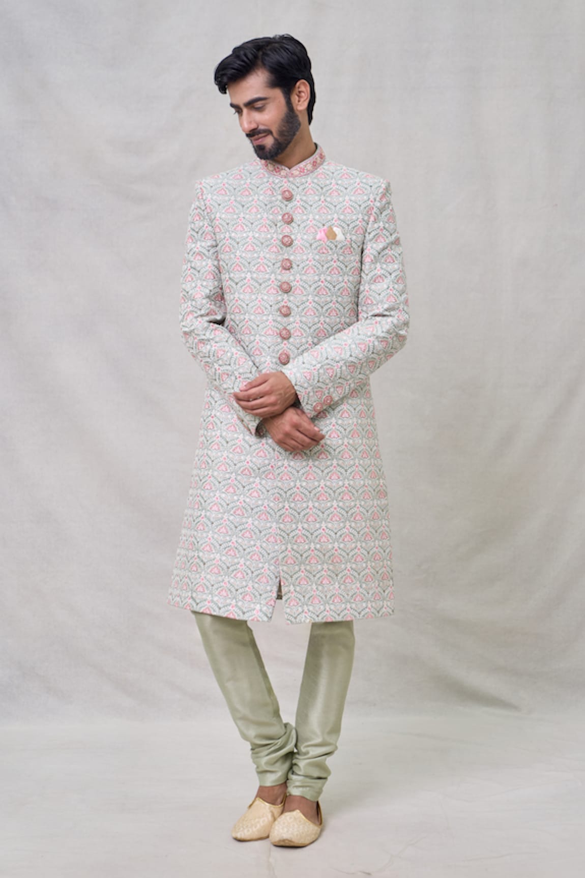 Arihant Rai Sinha Flower Embroidered Sherwani Set