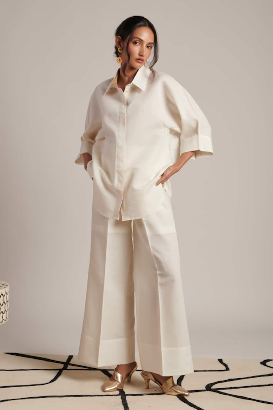 Moh India Celeste Solid Flared Trouser 