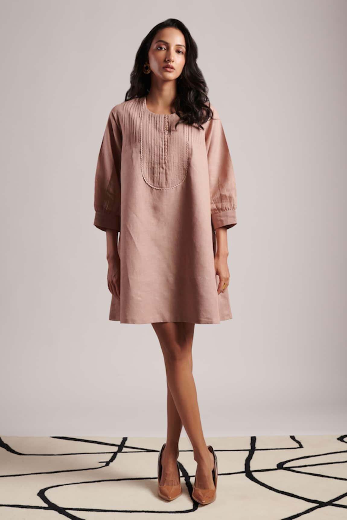 Moh India Zarah Plain Linen Dress