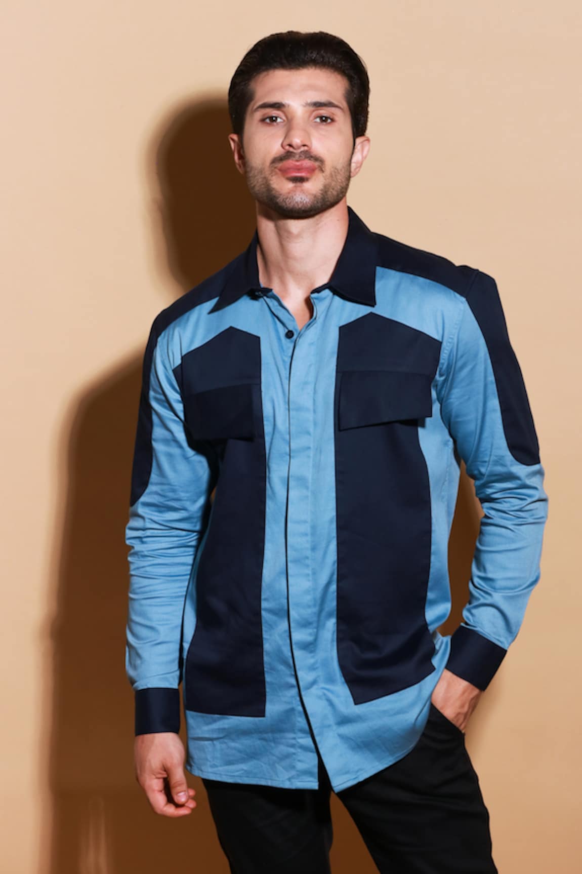 Echke Patchwork Button Down Shirt