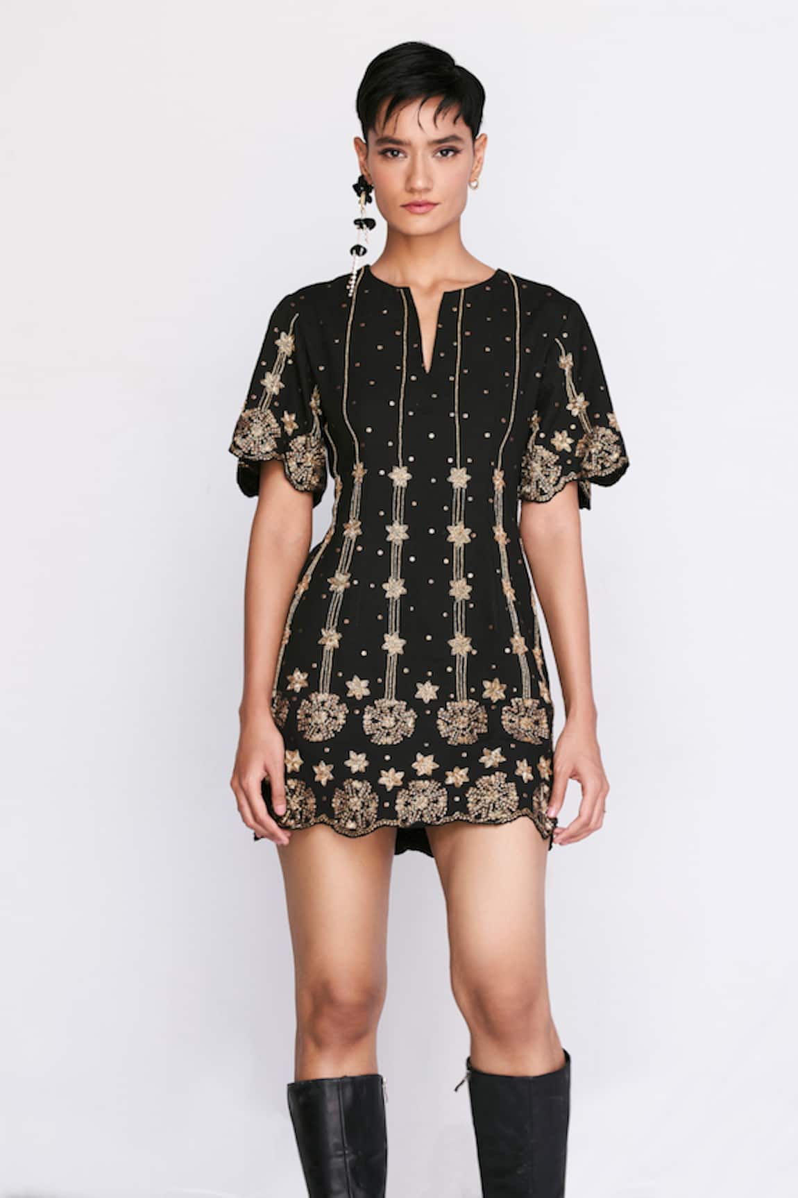 Verb by Pallavi Singhee Cotton Bead Embroidered Dress