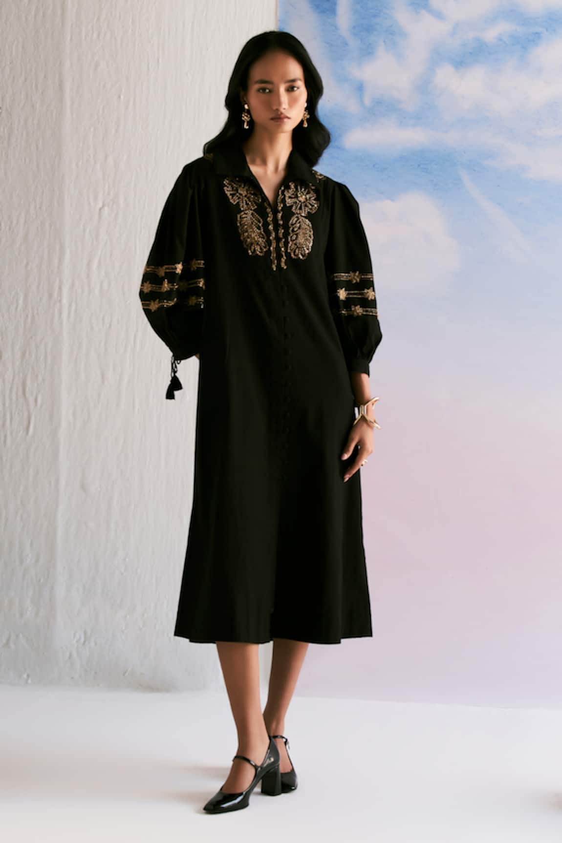 Verb by Pallavi Singhee Cotton Bead Embroidered Shift Dress