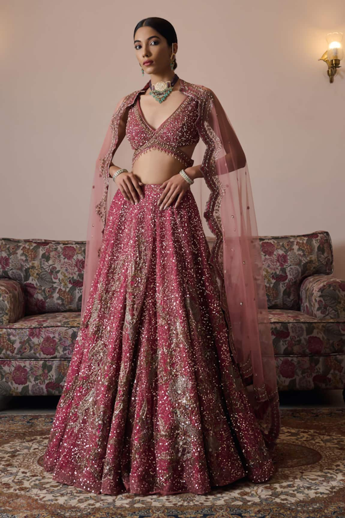 Irrau by Samir Mantri Tvisha Floral Embroidered Bridal Lehenga Set