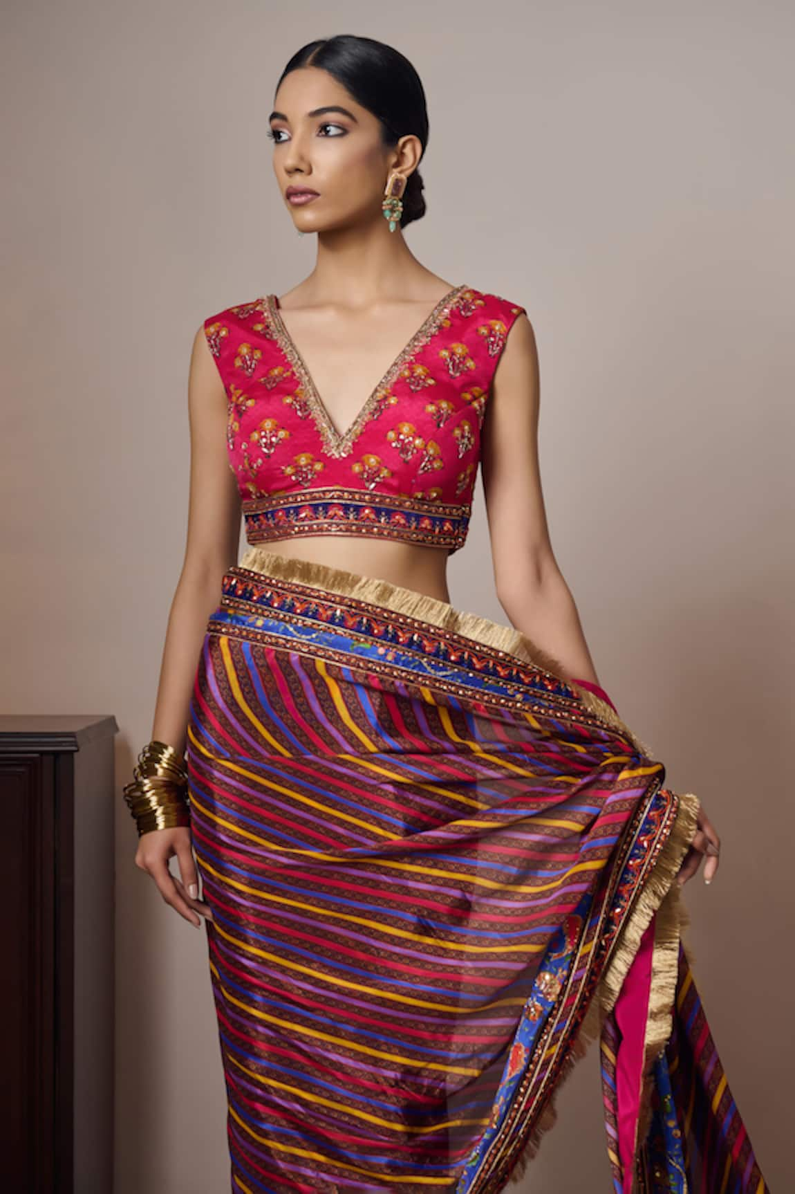 Irrau by Samir Mantri Mahi Floral Print Saree Blouse