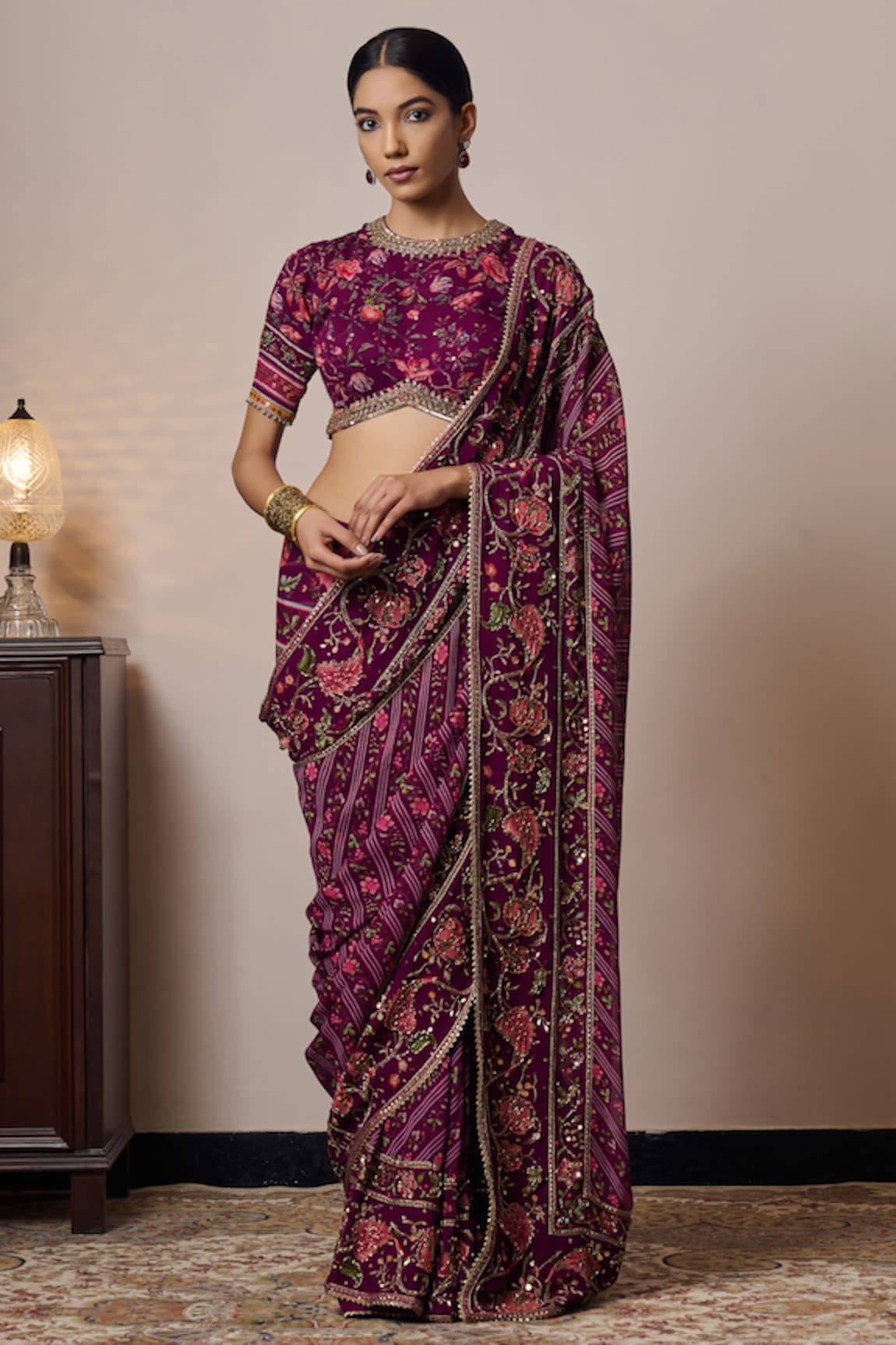 Irrau by Samir Mantri Nimi Border Embroidered Saree