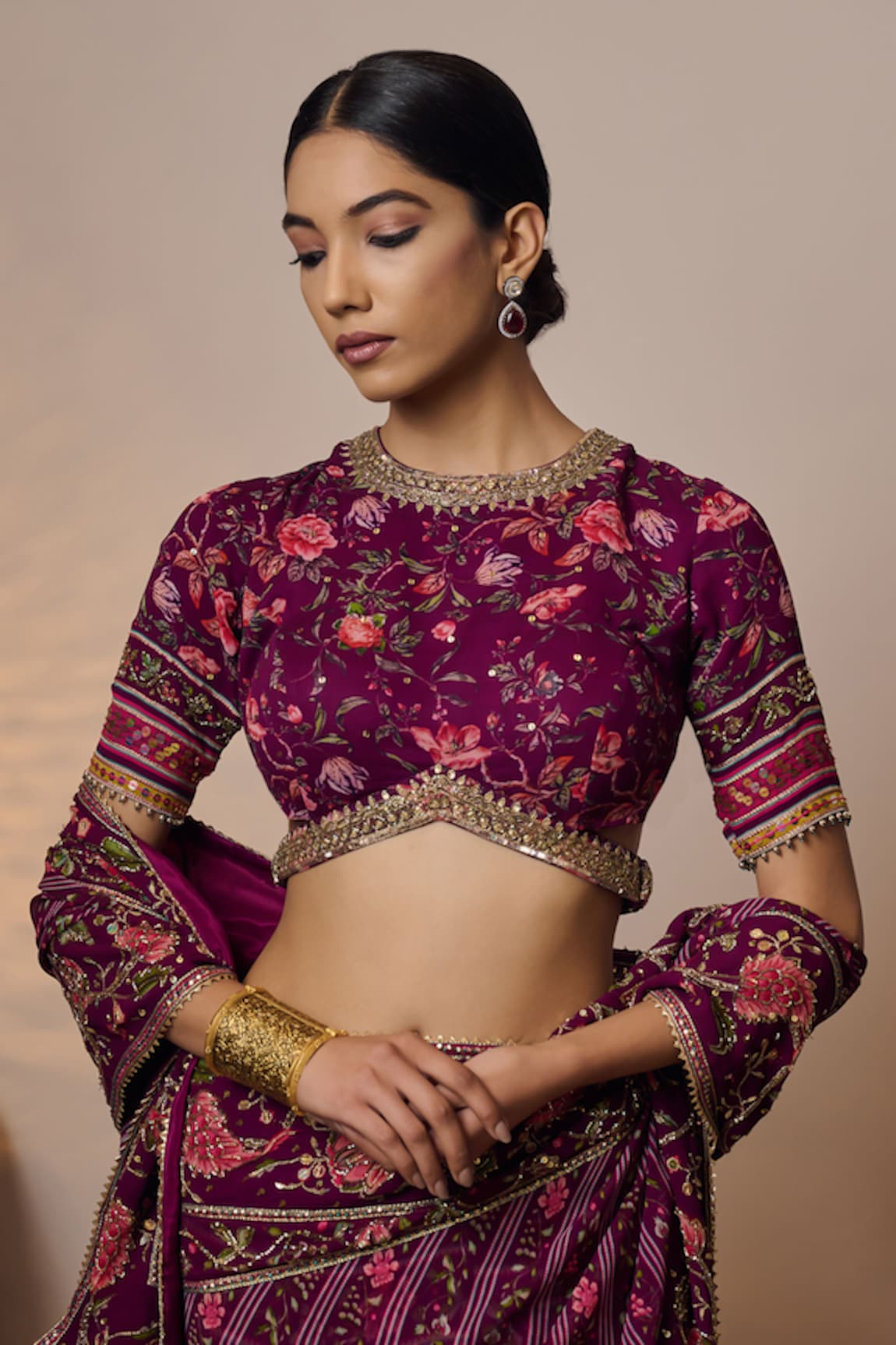 Irrau by Samir Mantri Nimi Floral Print Saree Blouse