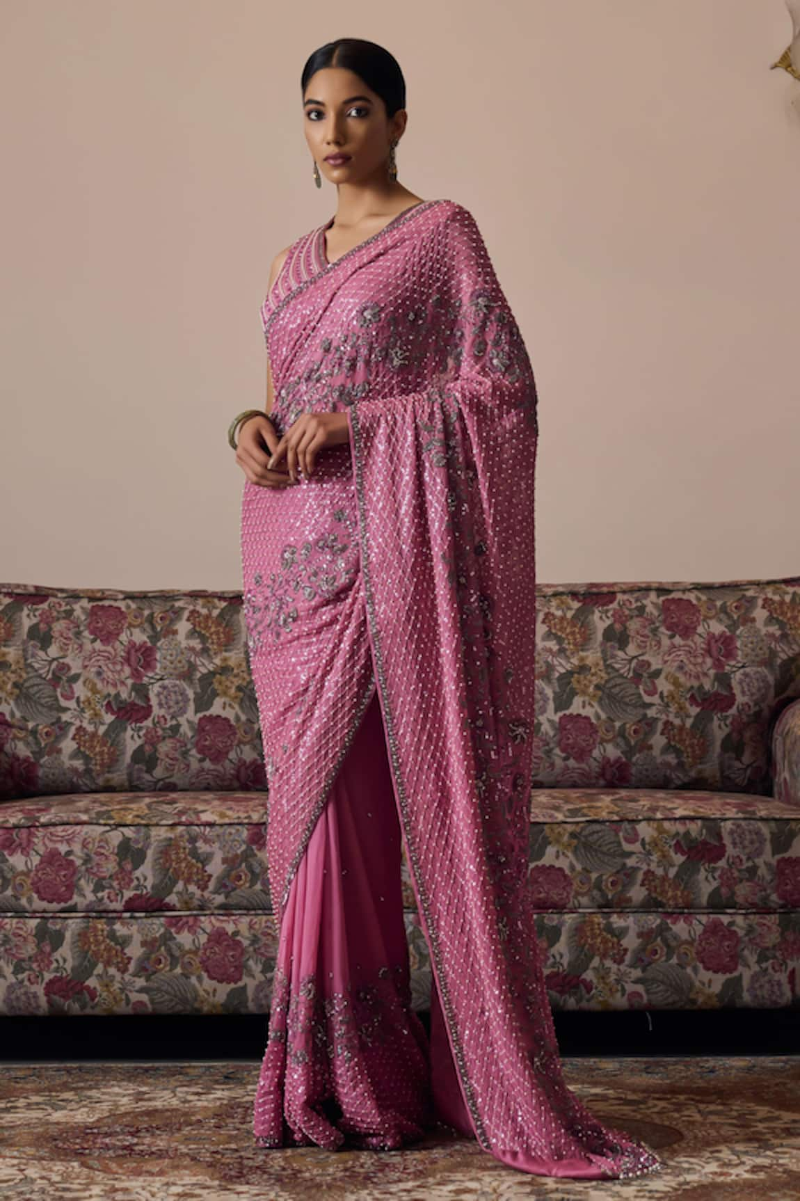 Irrau by Samir Mantri Alika Flower Embroidered Saree