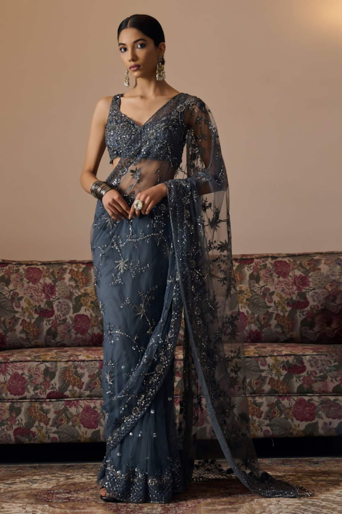 Irrau by Samir Mantri Avani Embroidered Saree