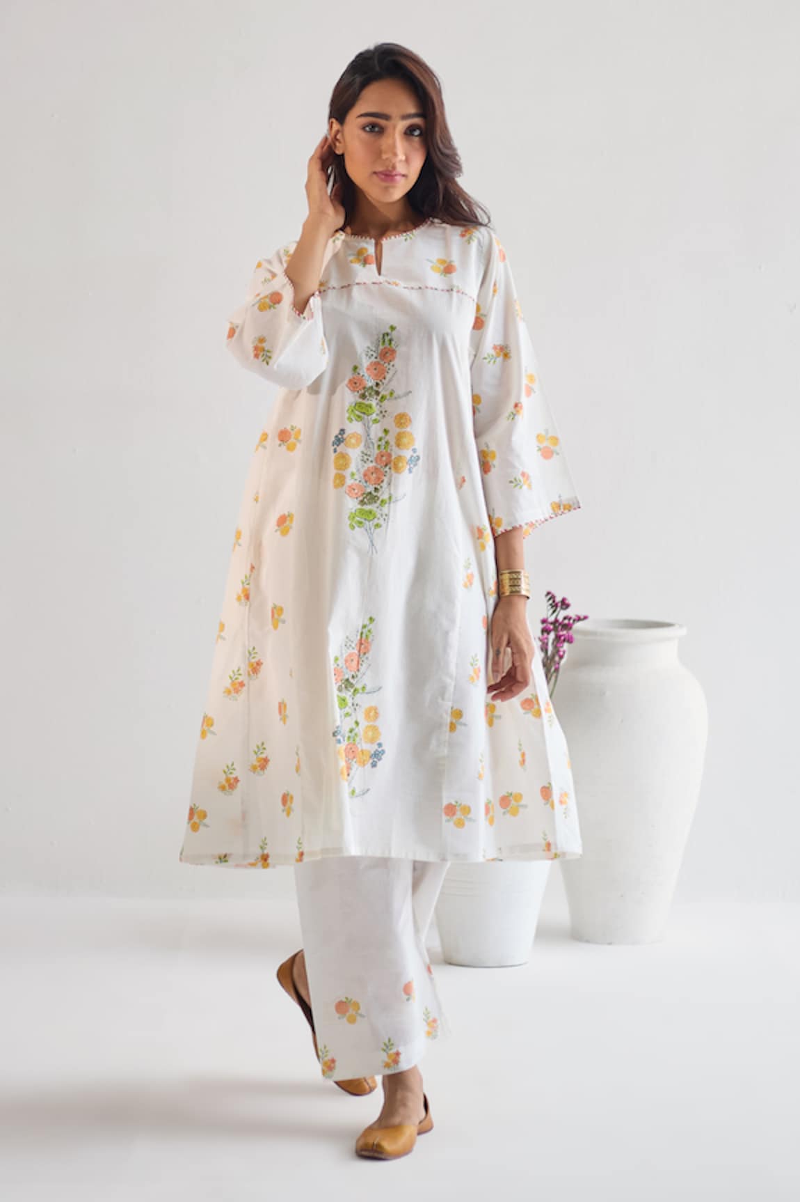 ta’assur Wildbloom Print Anarkali With Pant