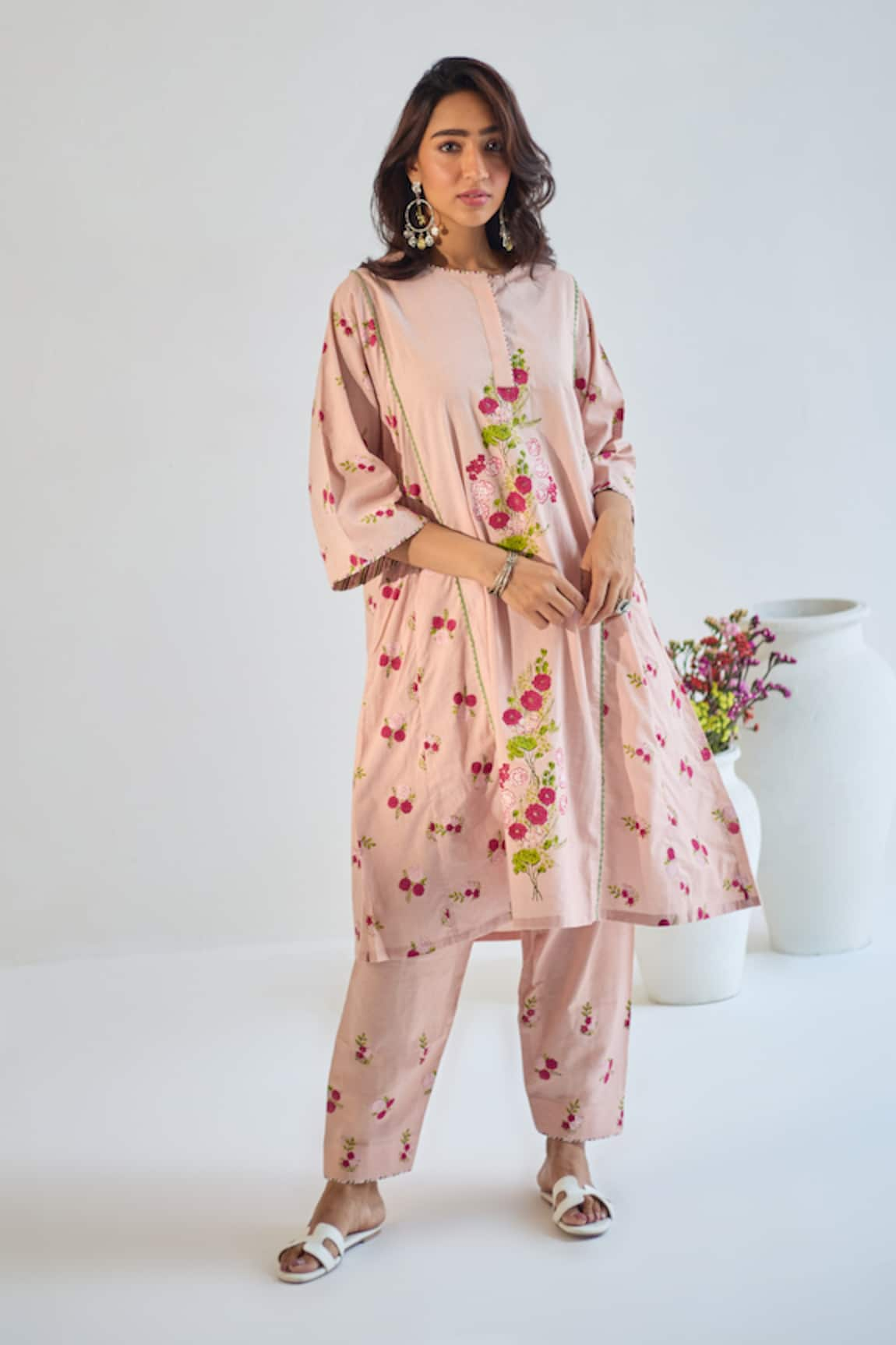 ta’assur Bloom Park Print Anarkali With Pant