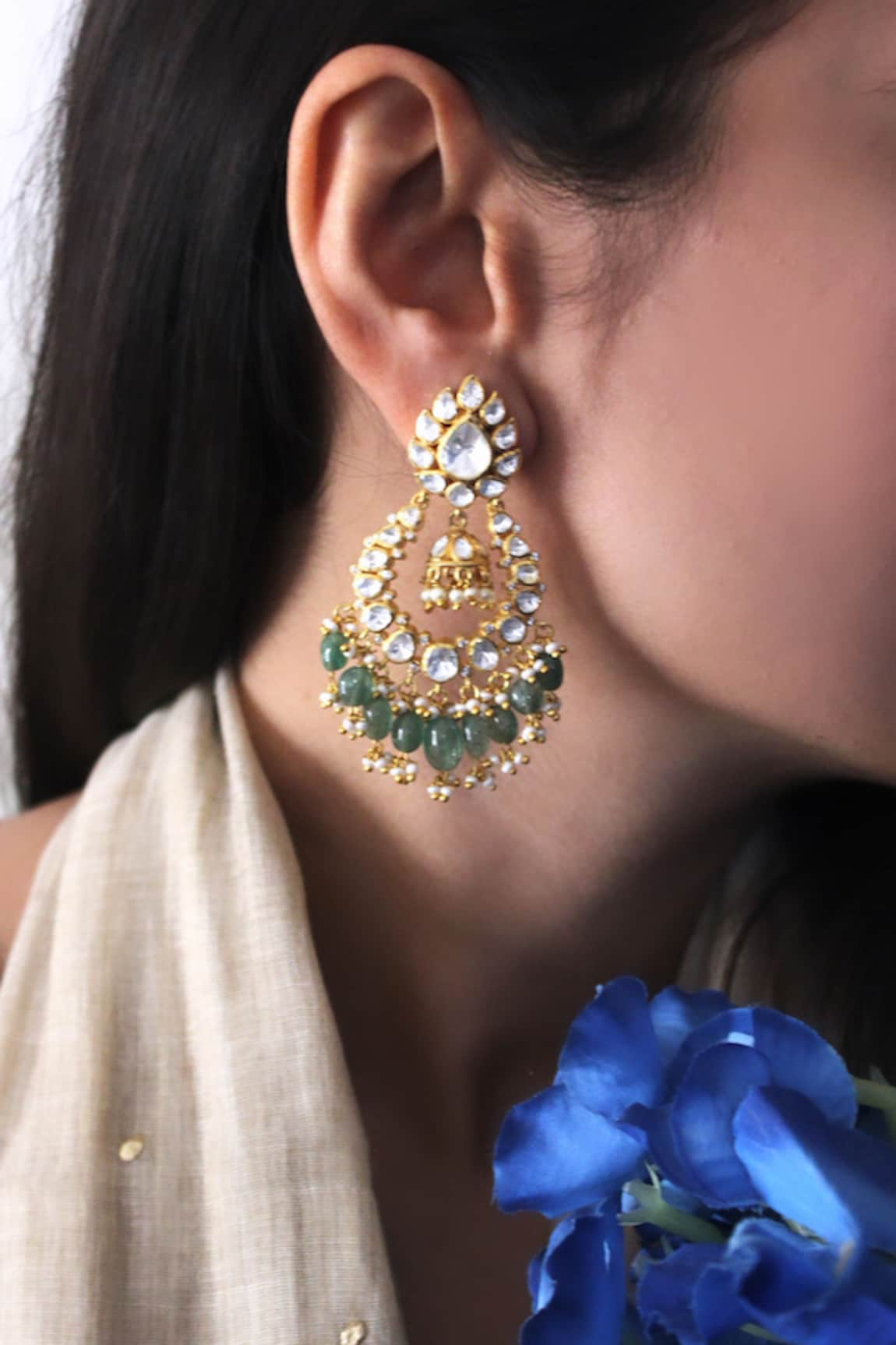 Zeeya Luxury Jewellery Salma Polki Embellished Earrings