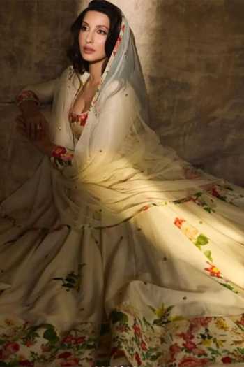 Rohit Bal Blossom Print Anarkali With Dupatta
