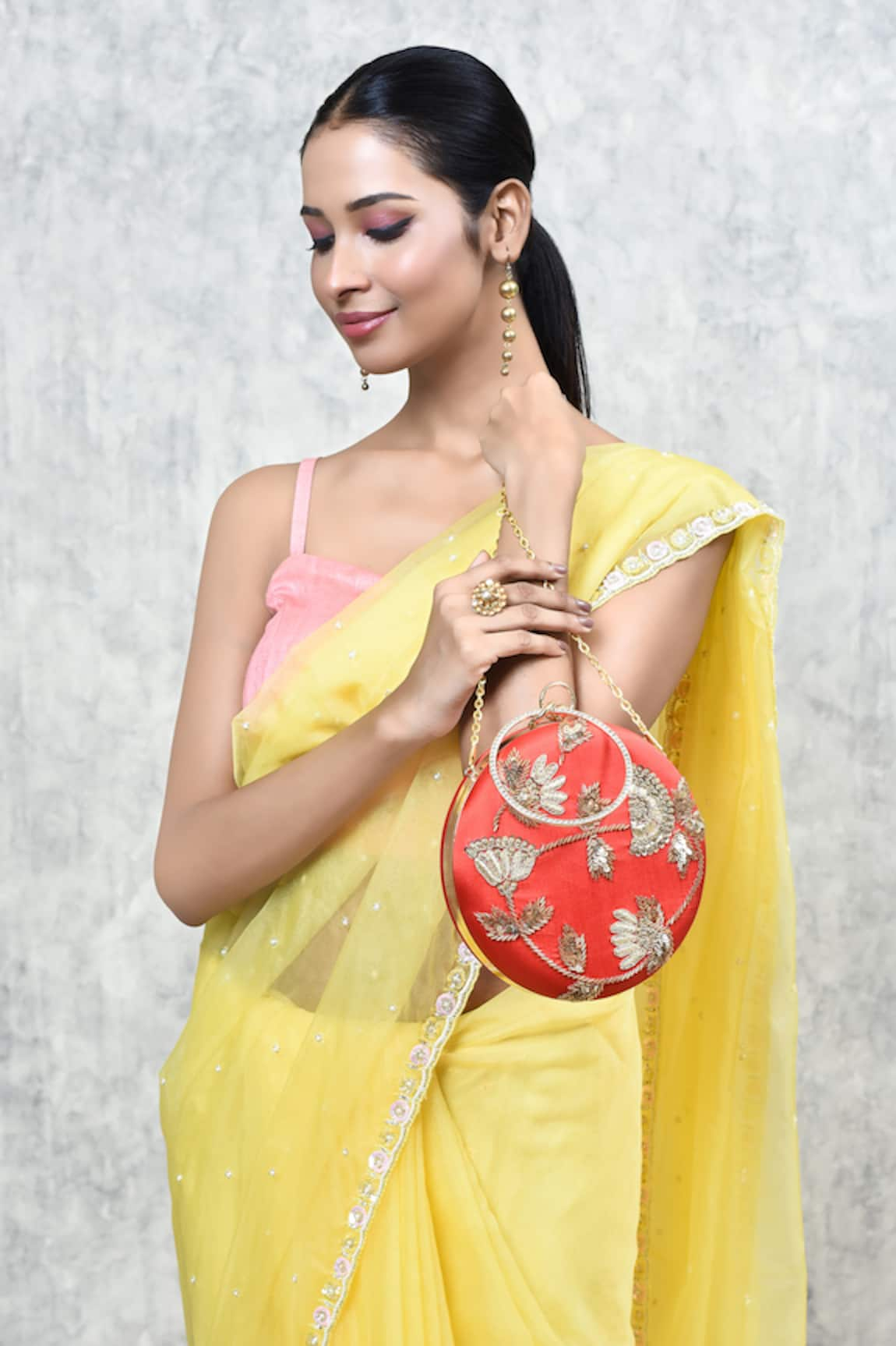 THE TAN CLAN Rashida Circular Hand Embroidered Clutch