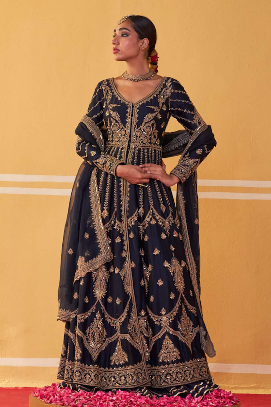 Jigar Mali Cutdana Embroidered Jacket Anarkali Set