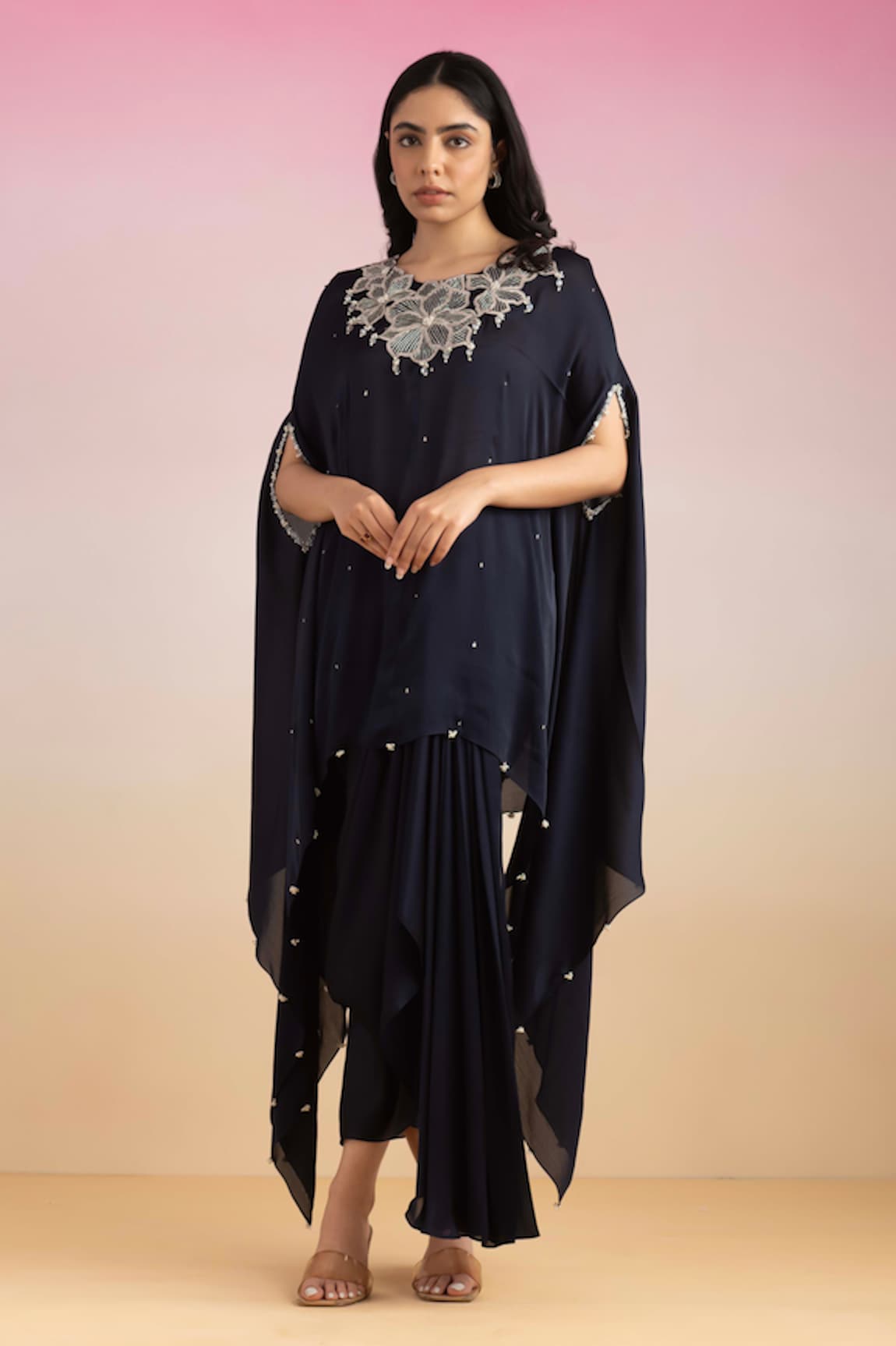 Ajiesh Oberoi Zardozi Embroidered Kaftan Skirt Set