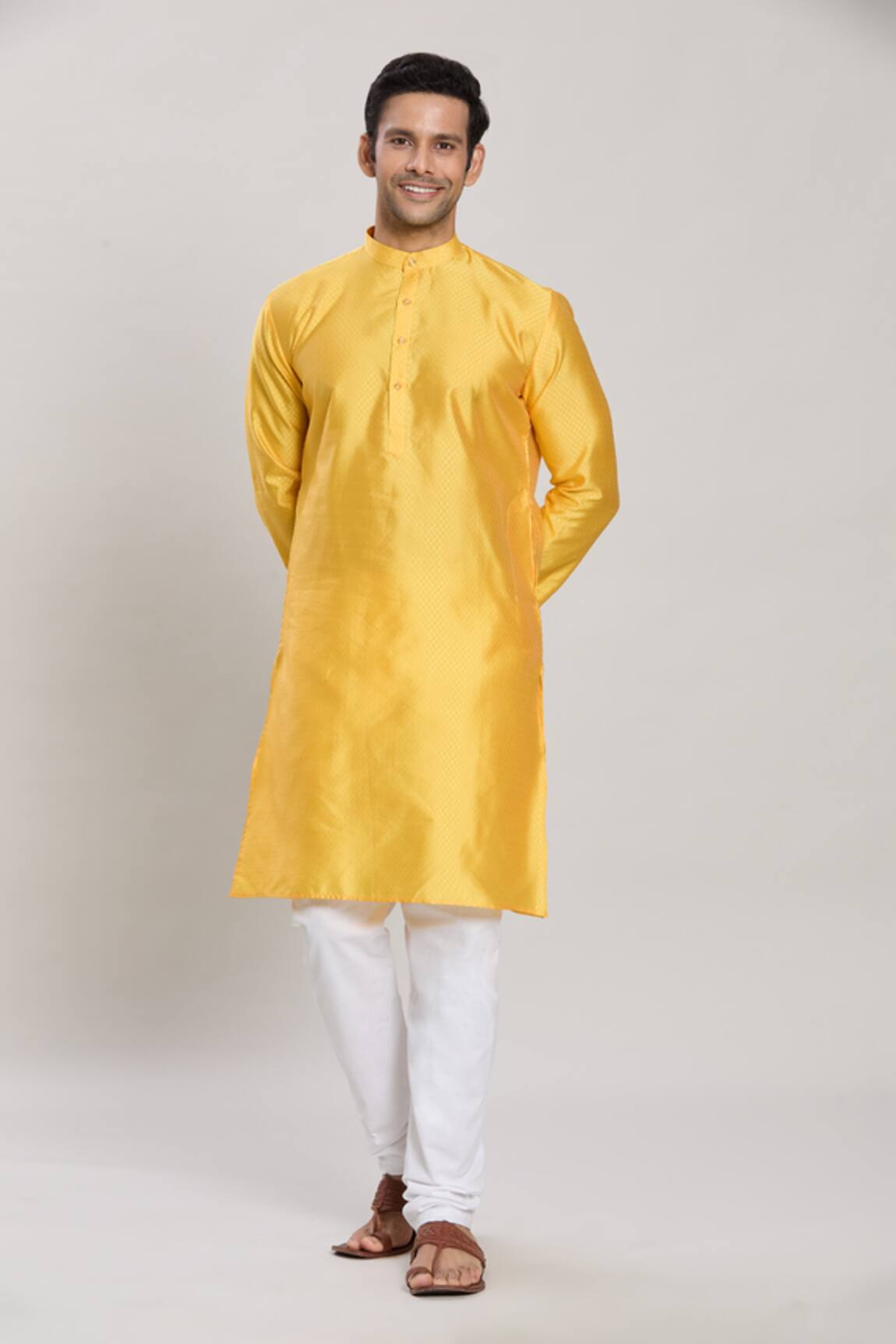 Arihant Rai Sinha Jacquard Pattern Kurta With Churidar 