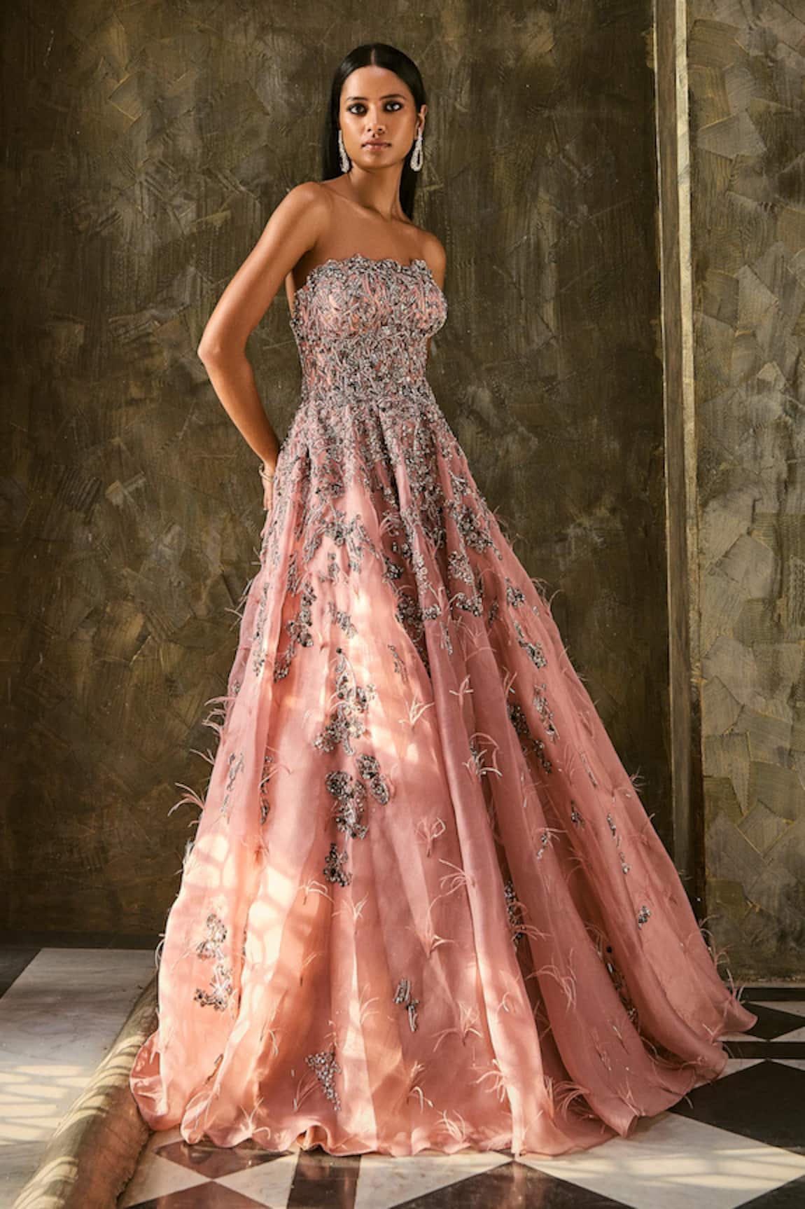 Dolly J Abstract Sequin Embellished Gown 
