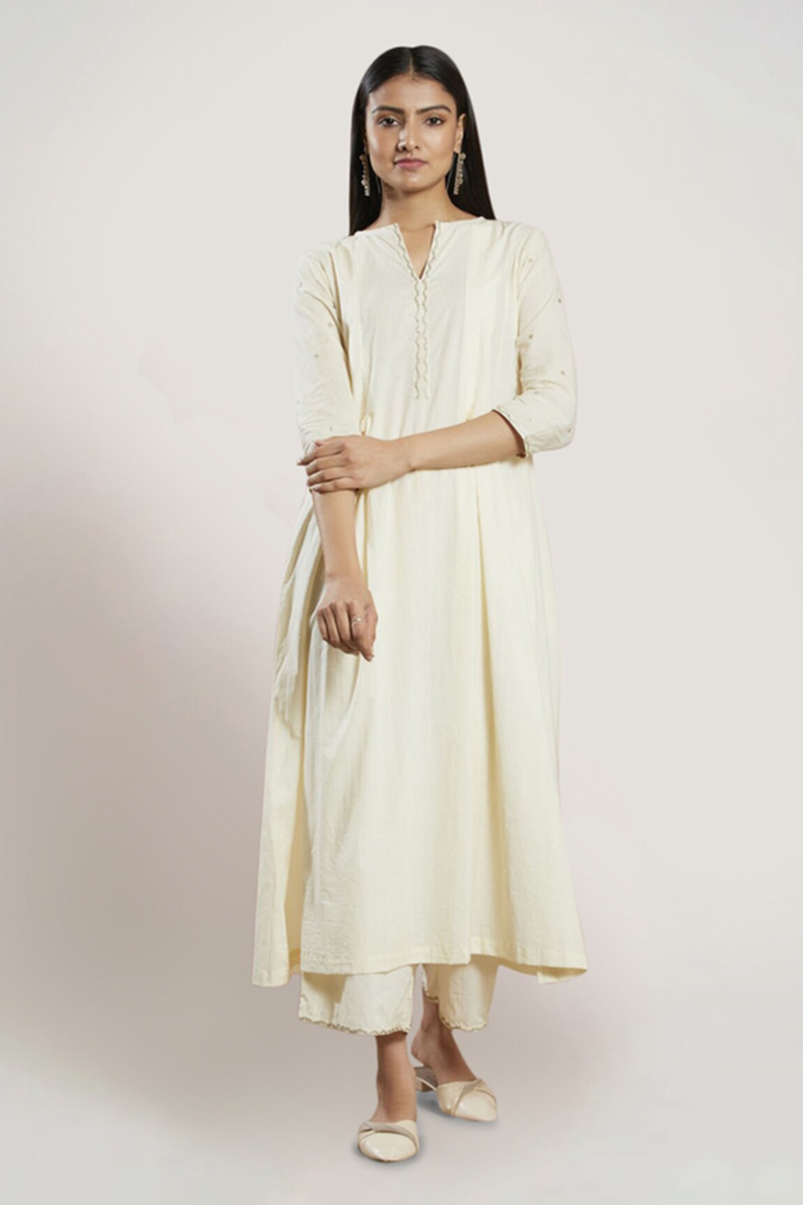 Barahmasi Alep Pleated Kurta & Flared Pant Set