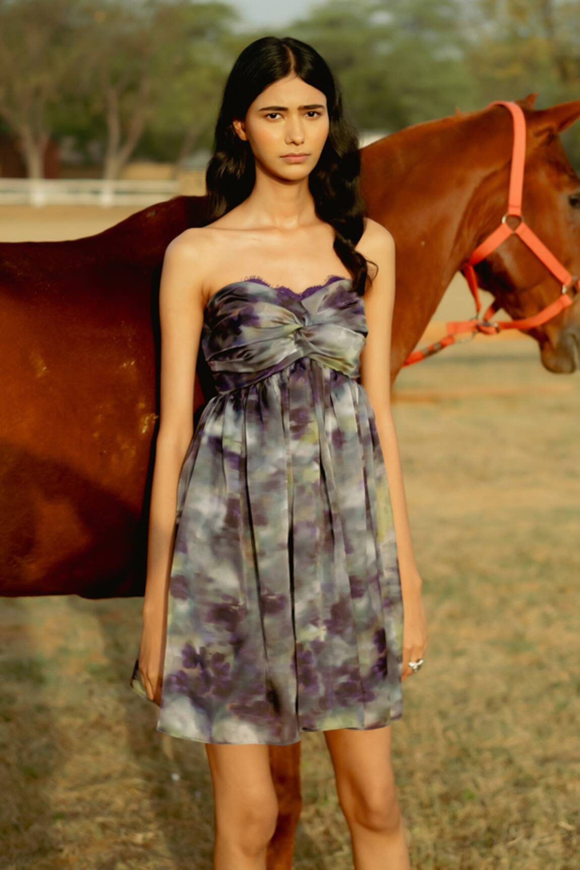 Raasa Blossom Print Fit & Flare Tube Dress