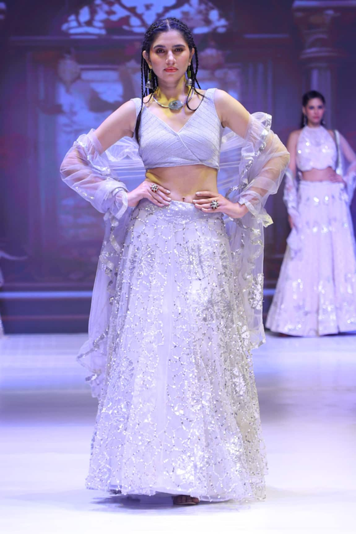 Rina Dhaka Scattered Sequin Embroidered Bridal Lehenga Set