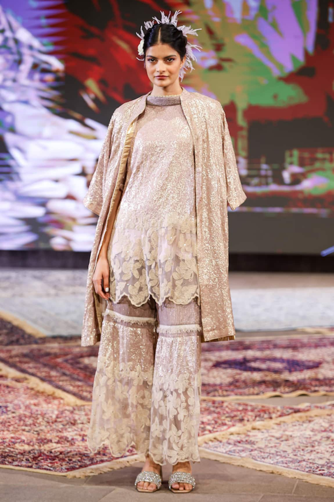 Rina Dhaka Embroidered Jacket Sharara Set