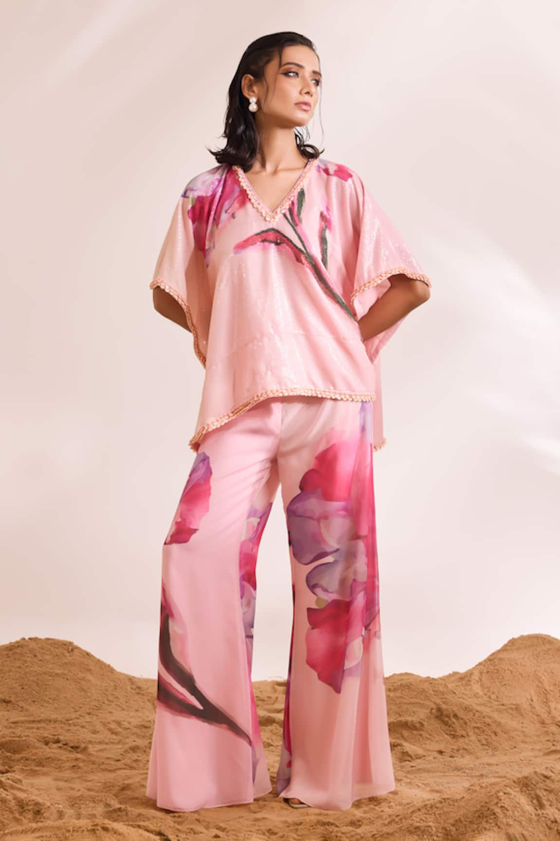 Divya Aggarwal Inara Abstract Print Kaftan Top & Pant Set