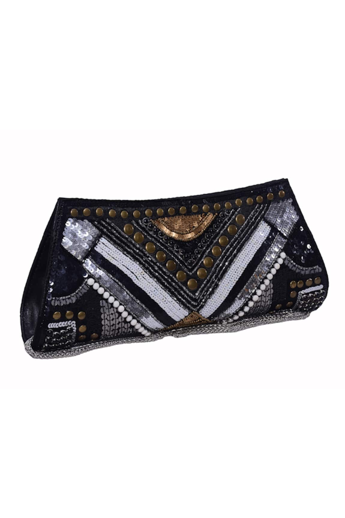 JASBIR GILL Metallic Stud Embellished Box Clutch