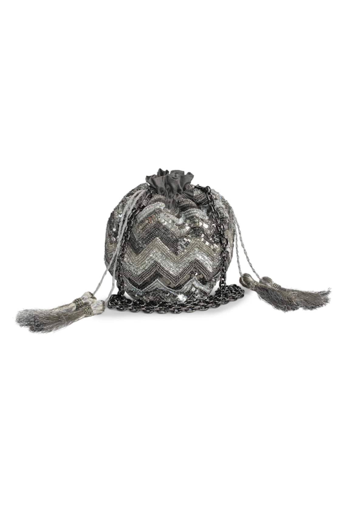 JASBIR GILL Chevron Sequin Embroidered Potli Bag